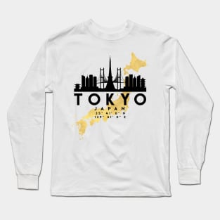 Tokyo Japan Skyline Map Art Long Sleeve T-Shirt